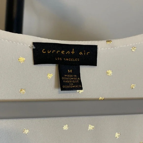 EUC Anthropologie Current Air Bristol Blouse Ivory Gold Boho Loose V-Neck Medium - Picture 8 of 10